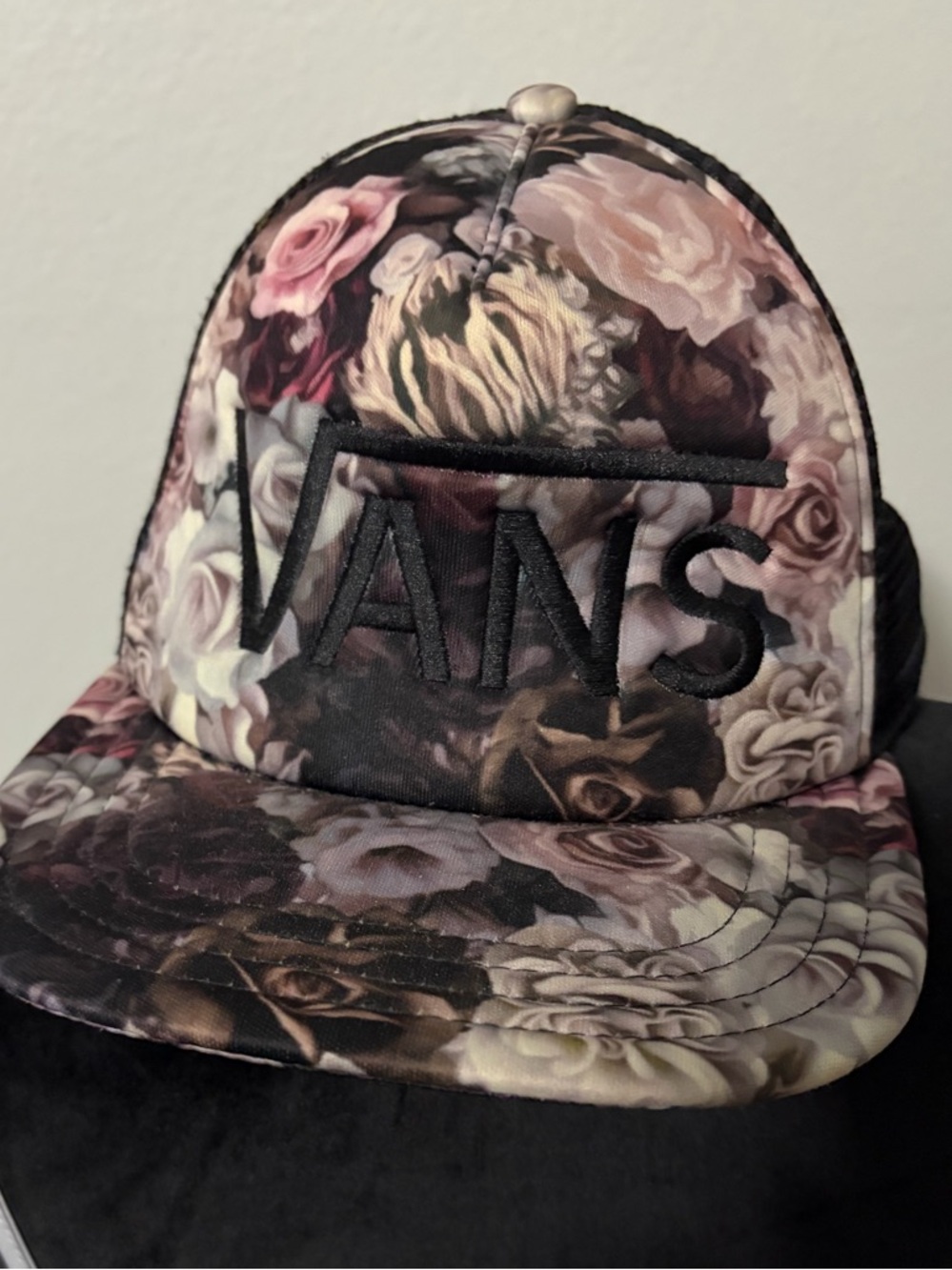 Vans Floral Cap in Black, Pink & Cream